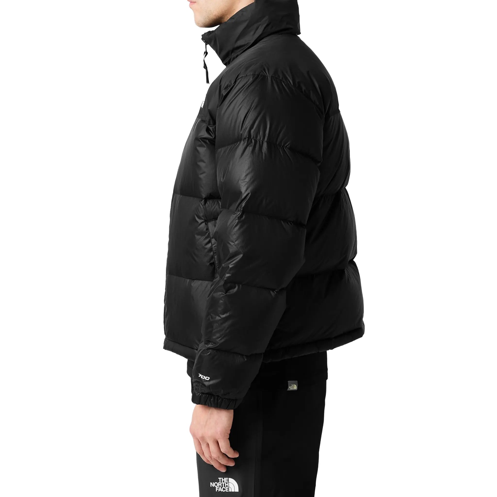 Model Side View of The North Face 1996 Retro TNF Black Jacket